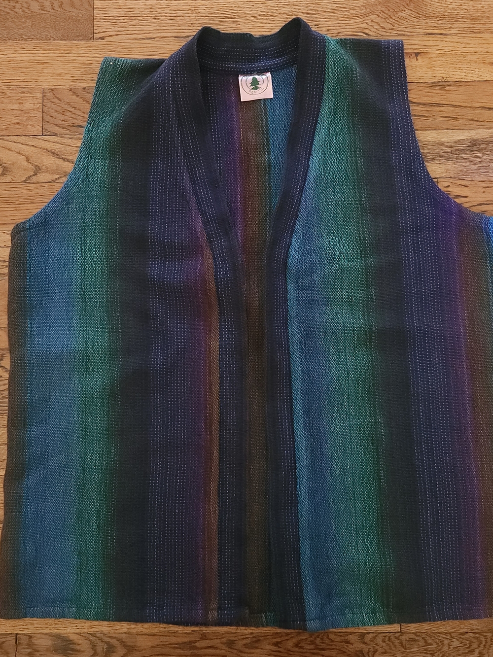 Handwoven Ren Faire Boho Artisan Vest | Green Tree Weaving | Unisex L/XL
